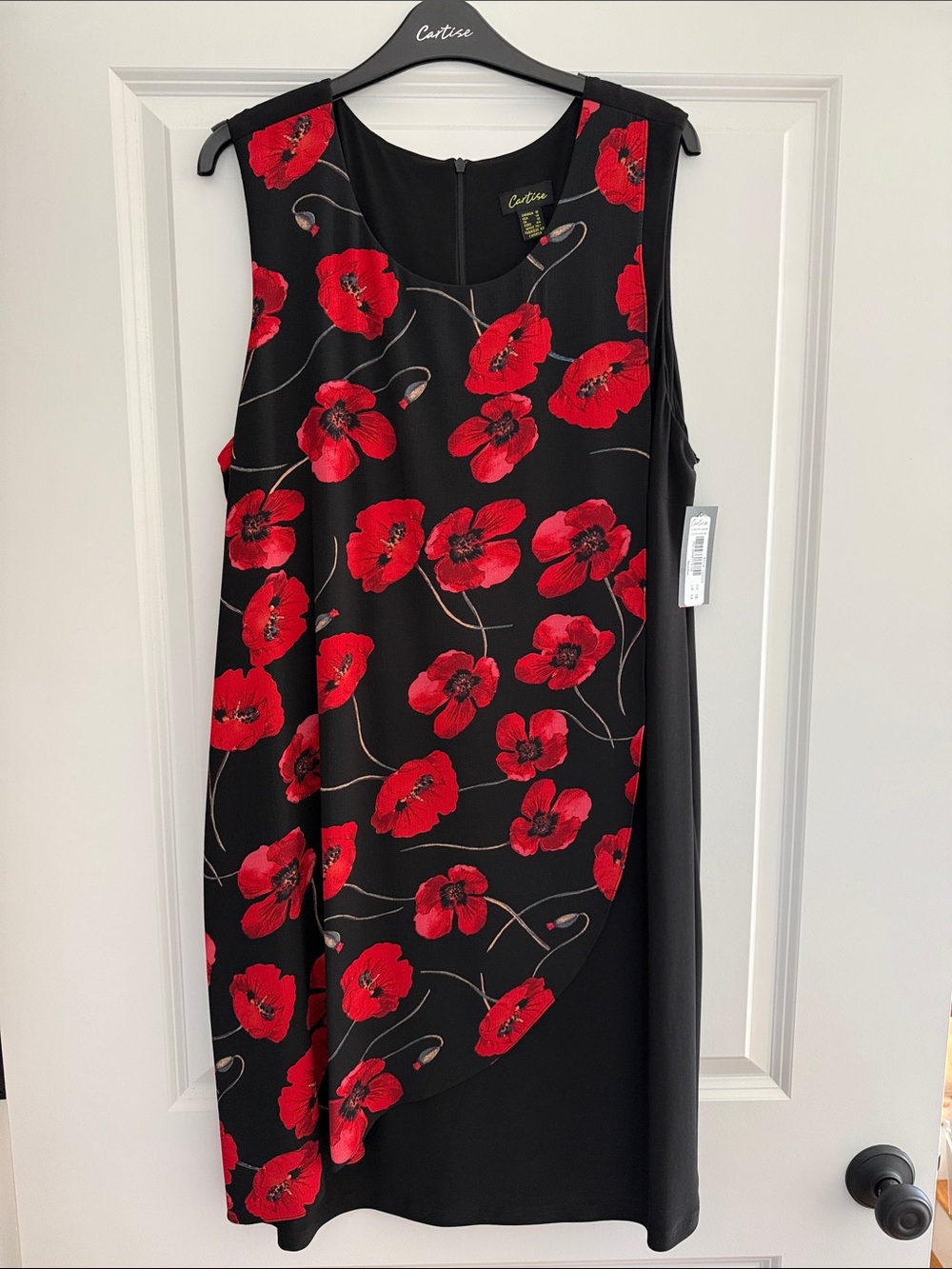 Black Dress with Red Poppy Print